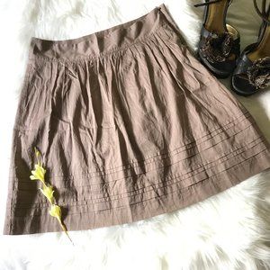 3x$25 Ann Taylor Loft Solid Brown Pleated A-Line Skirt 2